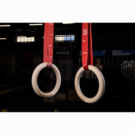 Купить Кольца гимнастические 32 мм красные стропы в Вилюйске 