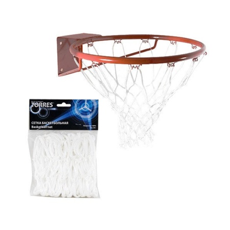 Купить Сетка баскетбольная Torres, нить 4 мм, белая в Вилюйске 