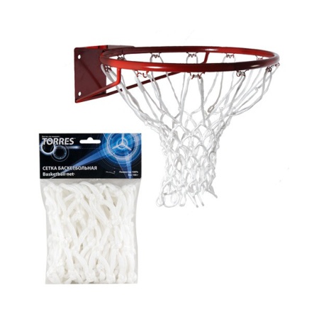 Купить Сетка баскетбольная Torres, нить 6 мм, белая в Вилюйске 